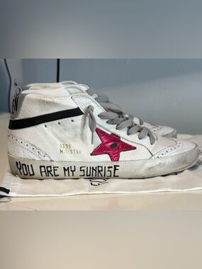 Golden Goose Mid Star Sneakers White Red Star Sunrise Size 39